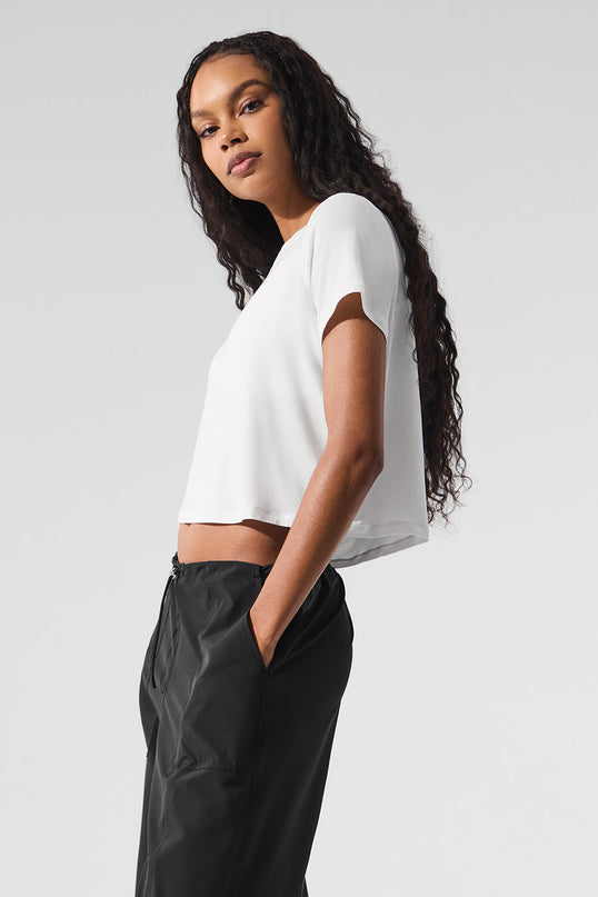 Cropped All Day Short Sleeve - White