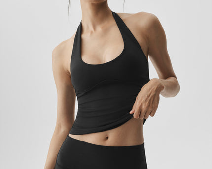 ALO Softsculpt Precision Halter Tank - Black