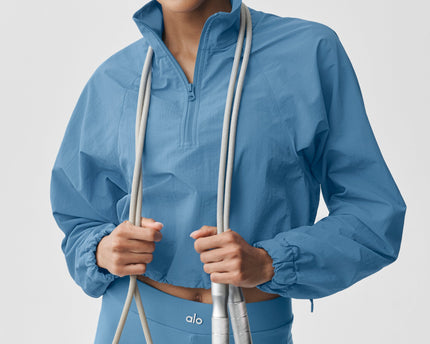 Cropped 1/4 Zip Alumni Pullover - California Blue