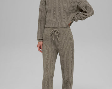 Cable Knit Winter Bliss Hoodie - Light Cocoa