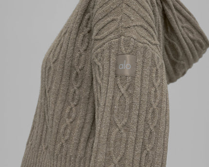 Cable Knit Winter Bliss Hoodie - Light Cocoa