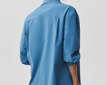 Pinstripe Daylight Button Down Long Sleeve - California Blue/White