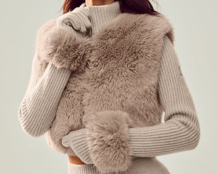 Faux Fur Cashmere Northstar Full Zip - Oat Heather