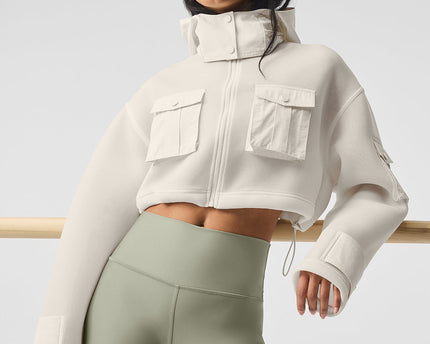 Cropped Engage Cargo Parka - Ivory