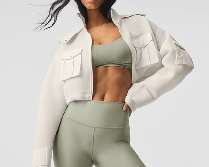 Cropped Engage Cargo Parka - Ivory
