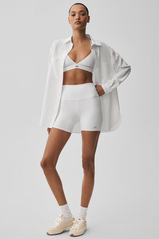 5' Airbrush High-Waist Biker Short - White