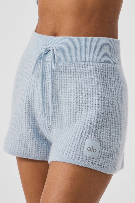 Cashmere High-Waist Plush Waffle Short - Crystal Blue