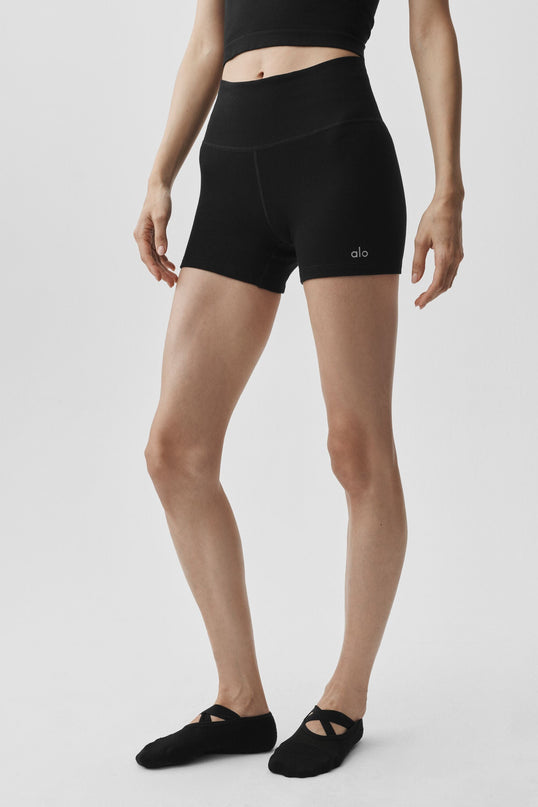 4' Seamless Modal Ribbed High-Waist Short - Black