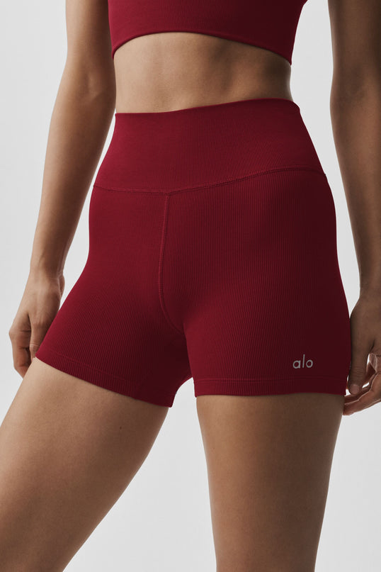 4' Seamless Modal Ribbed High-Waist Short - Summer Romance Red