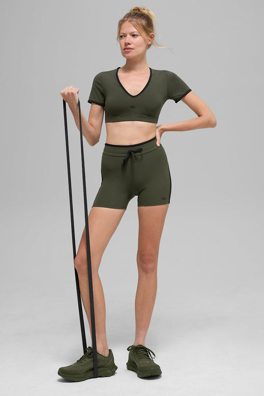 4' Airbrush High-Waist Race Pace Short - Green Olive/Black