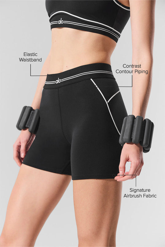 4' Airbrush High-Waist Heart Throb Short - Black/White