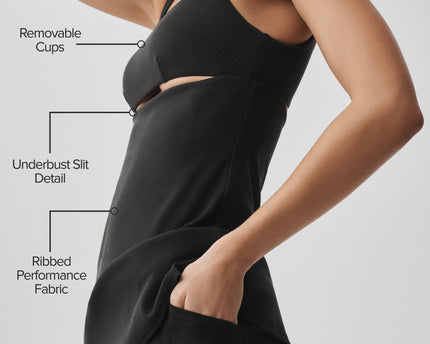 Slice Tennis Dress - Black