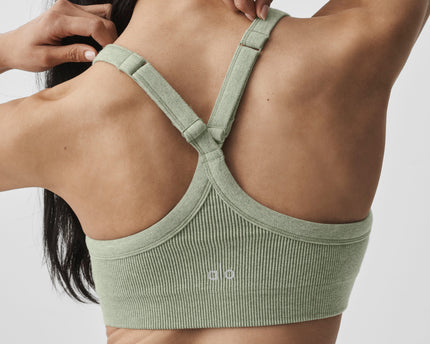 Seamless Two Tone Rib Bra - Dune Grass Heather